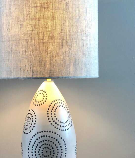 Handmade Ethnic Table Lamp in Japandi Style. Graphic Lighting. Interior Design Gift - image 1