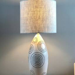 Handmade Ethnic Table Lamp in Japandi Style. Graphic Lighting. Interior Design Gift - thumbnail 2