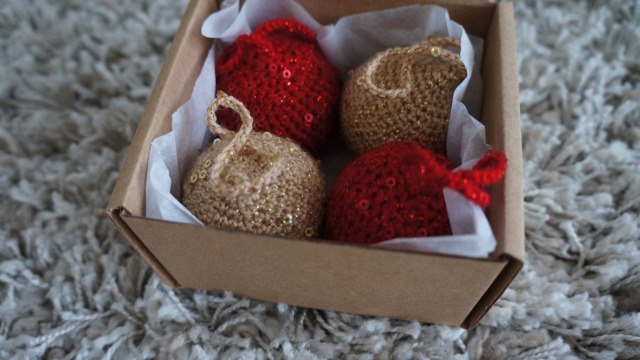 Christmas Decorationchristmas Tree Decorationcrocheted Bubble Gifthandmade Baublegift With Loveset Of Decorations - image 1