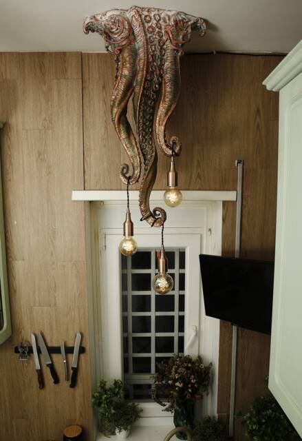 Lovecraft Art Chandelier . Octopus, Kraken Tentacle, Cthulhu Unique Fantasy Man Gift Idea, Steampunk Vintage Statuette Home Decor - image 1
