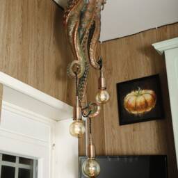 Lovecraft Art Chandelier . Octopus, Kraken Tentacle, Cthulhu Unique Fantasy Man Gift Idea, Steampunk Vintage Statuette Home Decor - thumbnail 2