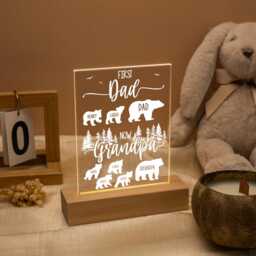 Personalized Dad Gifts For Papa Grandpa, First Now Grandpa Night Light, Bear Family Lamp, Father's Day Gift Birthday - thumbnail 2