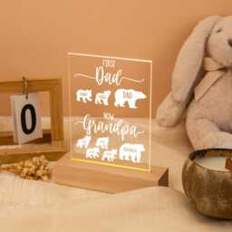 Personalized Dad Gifts For Papa Grandpa, First Now Grandpa Night Light, Bear Family Lamp, Father's Day Gift Birthday - thumbnail 4