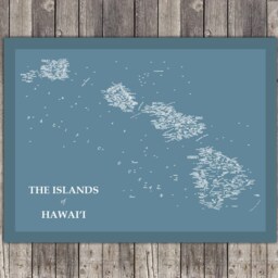 Hawaiian Islands Typographic Map Print, Hawaii Islands, Wall Art - thumbnail 3