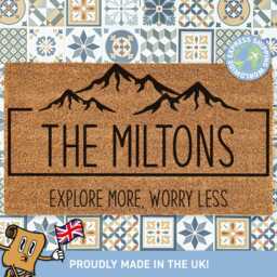 Personalized Family Name Mountain Theme Doormat, Gift, Explore More Worry Less, Custom Door Mat - thumbnail 1