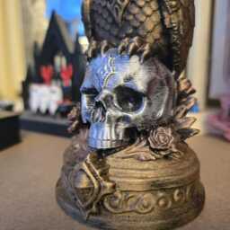 Gothic Owl - Skull Perch With Skulls Bust Ornament Figurine Stunning Detail - thumbnail 4