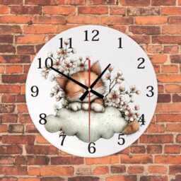 Personalised Cat Wall Clock, Floral Kitten Nursery Kids Room Decor, Baby Gift - thumbnail 4
