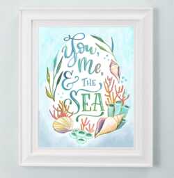 Coastal Art Print You, Me, & The Sea - Shells & Coral Illustration - thumbnail 1