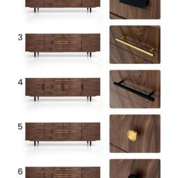 Veneer Walnut Long Tv Cabinet With 4 Doors Sideboard in Modern Mid-Century Style For Living Room Or Bedroom Livlo O-S08 - thumbnail 3