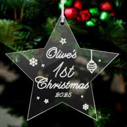 Personalised Christmas Decorations Custom Acylic Tree Ornaments Xmas Gift For Family Engraved Lockdown Bauble 2025 Baby's 1st - thumbnail 2