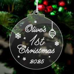 Personalised Christmas Decorations Custom Acylic Tree Ornaments Xmas Gift For Family Engraved Lockdown Bauble 2025 Baby's 1st - thumbnail 3