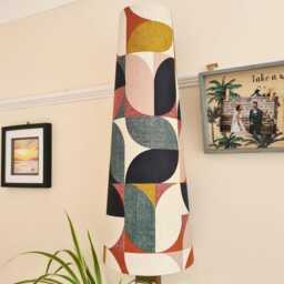 Retro Multicoloured Extra Tall Slim Cone Lampshade - 70cm Tall Red Mustard Blue - thumbnail 3