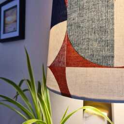 Retro Multicoloured Extra Tall Slim Cone Lampshade - 70cm Tall Red Mustard Blue - thumbnail 2