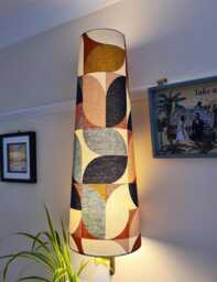 Retro Multicoloured Extra Tall Slim Cone Lampshade - 70cm Tall Red Mustard Blue - thumbnail 1