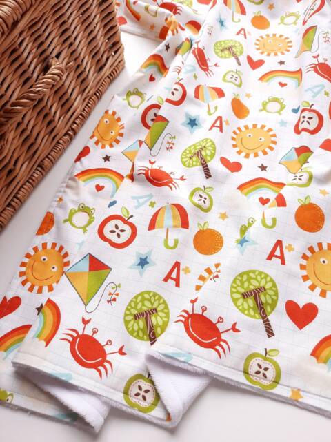Baby Blanket - Luxurious Cotton & Plush For Newborn Nursery, Pram, Car Kite Sun Crab Rainbow Frog - image 1
