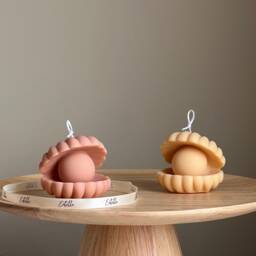 Sea Shell Soy Candle - Faux Pearl, Clam Decor