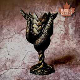 3D Printed Dragon Cup - Vintage Goblet Bronze Chalice Dice Dnd Ornament Dark Magic - thumbnail 4
