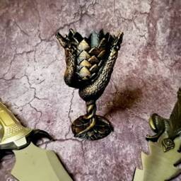 3D Printed Dragon Cup - Vintage Goblet Bronze Chalice Dice Dnd Ornament Dark Magic - thumbnail 3