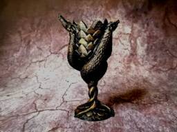 3D Printed Dragon Cup - Vintage Goblet Bronze Chalice Dice Dnd Ornament Dark Magic - thumbnail 1