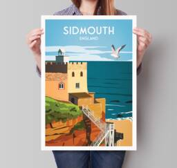 Sidmouth Travel Poster - England A4, A3, A2, A1 - thumbnail 1