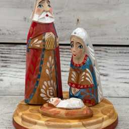 Ukrainian Hand Carved Nativity Scene, Painted Linden Wood Christmas Decor - 3.93 - thumbnail 2