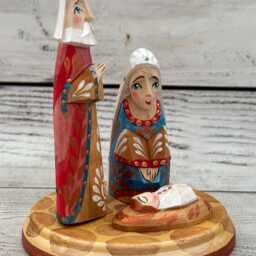 Ukrainian Hand Carved Nativity Scene, Painted Linden Wood Christmas Decor - 3.93 - thumbnail 3