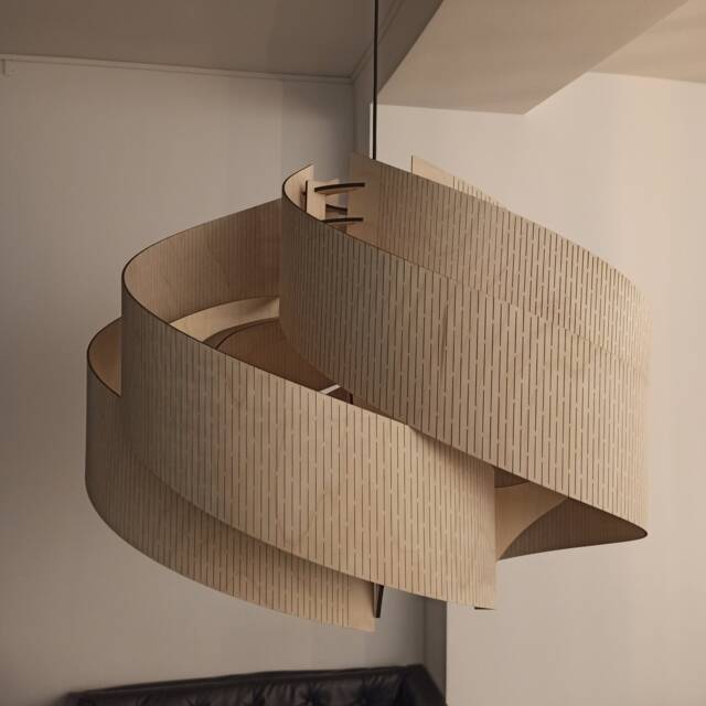 Mid Century Modern Wooden Ceiling Lamp Handmade Scandinavian Light - image 1