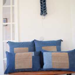 Recycled Denim Pillow Cover 20'' Square, One-Of-A-Kind - thumbnail 4