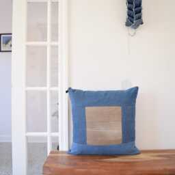 Recycled Denim Pillow Cover 20'' Square, One-Of-A-Kind - thumbnail 3