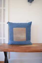 Recycled Denim Pillow Cover 20'' Square, One-Of-A-Kind - thumbnail 1