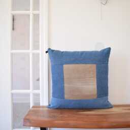 Recycled Denim Pillow Cover 20'' Square, One-Of-A-Kind - thumbnail 2