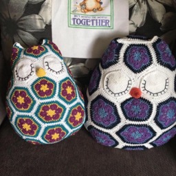 Crochet Owl Pillow Handmade African Flower Cushion