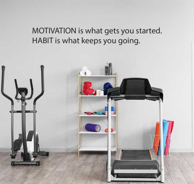 Motivation Is What Gets You Going. Habit Keeps Wall Decor Vinyl Decal Gym Workout Quote 20 - image 1