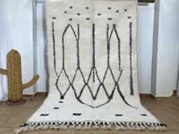striped Morrocan Rug 5x8.3 Ft , Rugs For Living Room Handmade Beni Ourain Wool Bedroom Berber White Boho Rugs - thumbnail 1
