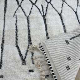 striped Morrocan Rug 5x8.3 Ft , Rugs For Living Room Handmade Beni Ourain Wool Bedroom Berber White Boho Rugs - thumbnail 2