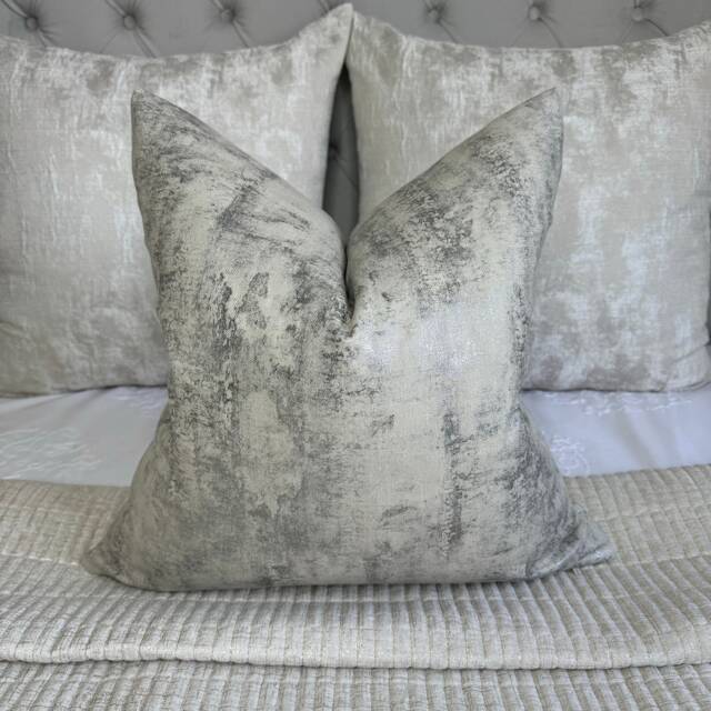 Luxury Cushion Cover, Metallic Pillow Luxury Pewter Sofa Bed Bedding, Designer Caesar - image 1
