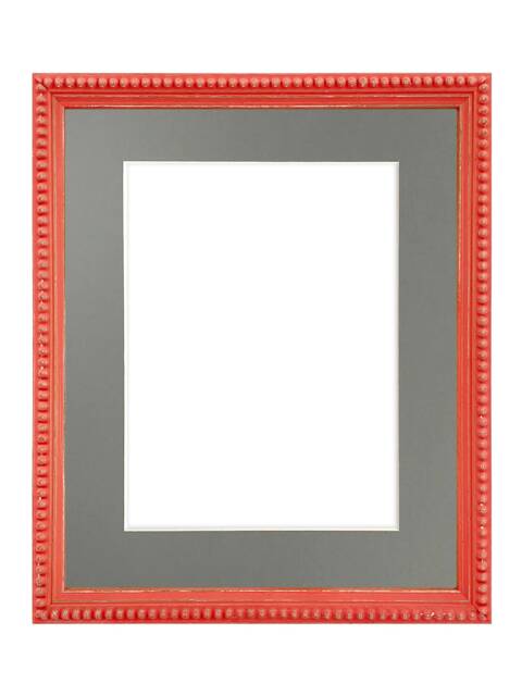 Crown Red Photo Frame With Dark Grey Mount, Wooden Bobbin Distressed - image 1