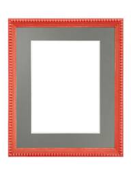 Crown Red Photo Frame With Dark Grey Mount, Wooden Bobbin Distressed