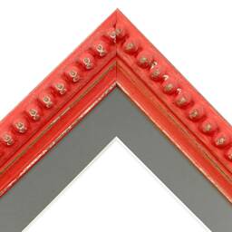 Crown Red Photo Frame With Dark Grey Mount, Wooden Bobbin Distressed - thumbnail 2