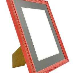 Crown Red Photo Frame With Dark Grey Mount, Wooden Bobbin Distressed - thumbnail 3