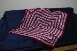 Beautifully Soft, Hand Crocheted, Retro Style Throw Or Lap Blanket in Gorgeous Candy Pink, Silver & White Yarn