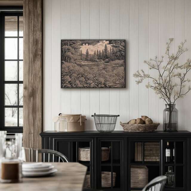 Alaskan Wildflowers - Nature Inspired Engraved Wood Lithograph Illustration, Large Wall Art Painting, Alaska Floral Print, Forget-Me-Not - image 1