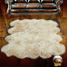 Plush Faux Fur Sheepskin Rug - Shaggy Quatro Shape, Usa Made - thumbnail 1