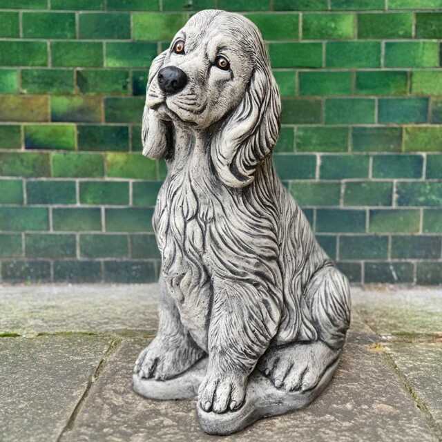 Sitting Spaniel Sculpture Outdoor Stone Dog Memorial For Yard Figurine Concrete Guardian Statue Garden Pet Cement Decoration Lawn Animal - image 1