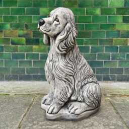 Sitting Spaniel Sculpture Outdoor Stone Dog Memorial For Yard Figurine Concrete Guardian Statue Garden Pet Cement Decoration Lawn Animal - thumbnail 3