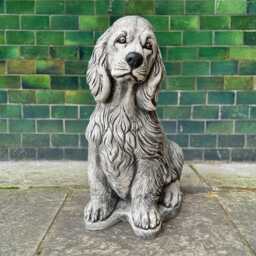 Sitting Spaniel Sculpture Outdoor Stone Dog Memorial For Yard Figurine Concrete Guardian Statue Garden Pet Cement Decoration Lawn Animal - thumbnail 2