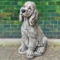 Sitting Spaniel Sculpture Outdoor Stone Dog Memorial For Yard Figurine Concrete Guardian Statue Garden Pet Cement Decoration Lawn Animal - thumbnail 1