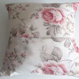 Pillow Cover, Cottage Chic, Cushion Cover, Pillow Case, 16 X 16, Pink, Grey, Roses Cushion Cover - thumbnail 3