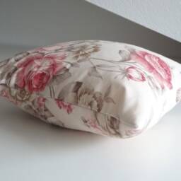 Pillow Cover, Cottage Chic, Cushion Cover, Pillow Case, 16 X 16, Pink, Grey, Roses Cushion Cover - thumbnail 2
