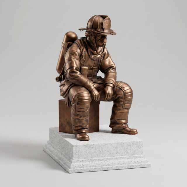 9/11 First Responder Firefighter Tribute Statue - Memorial Sculpture - image 1
